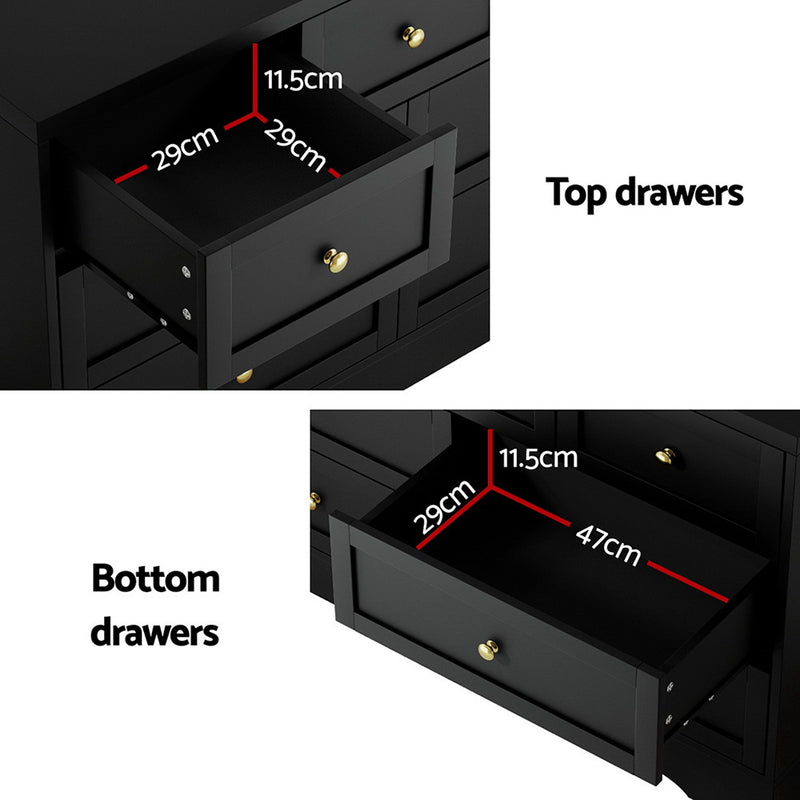 Artiss 7 Chest of Drawers Dresser Table Black
