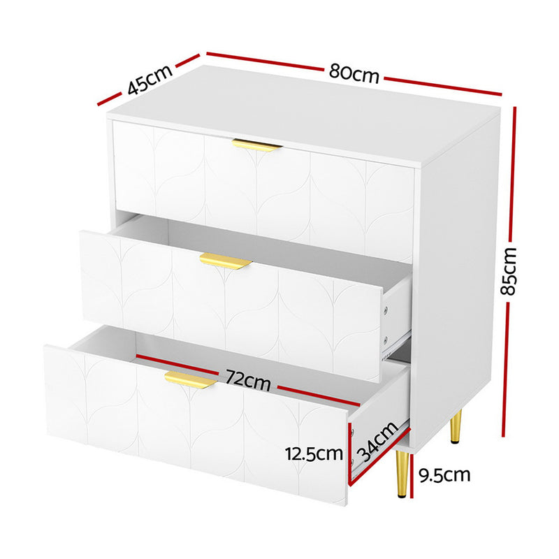 Artiss 3 Chest of Drawers Lowboy Cabinet White