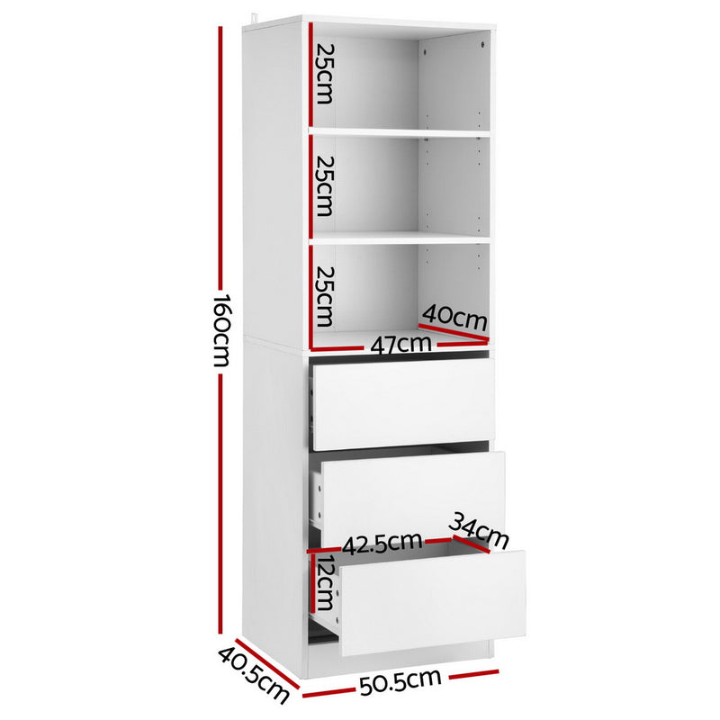 Artiss 3 Chest of Drawers Tallboy Cabinet White