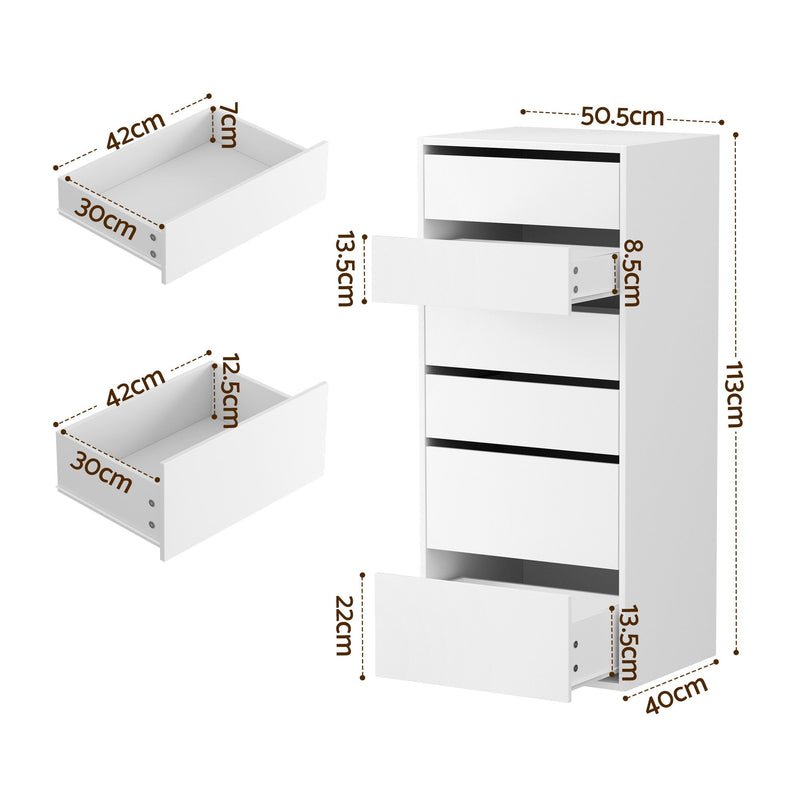Artiss 2x Chest of 6 Drawers Dresser Tallboy White