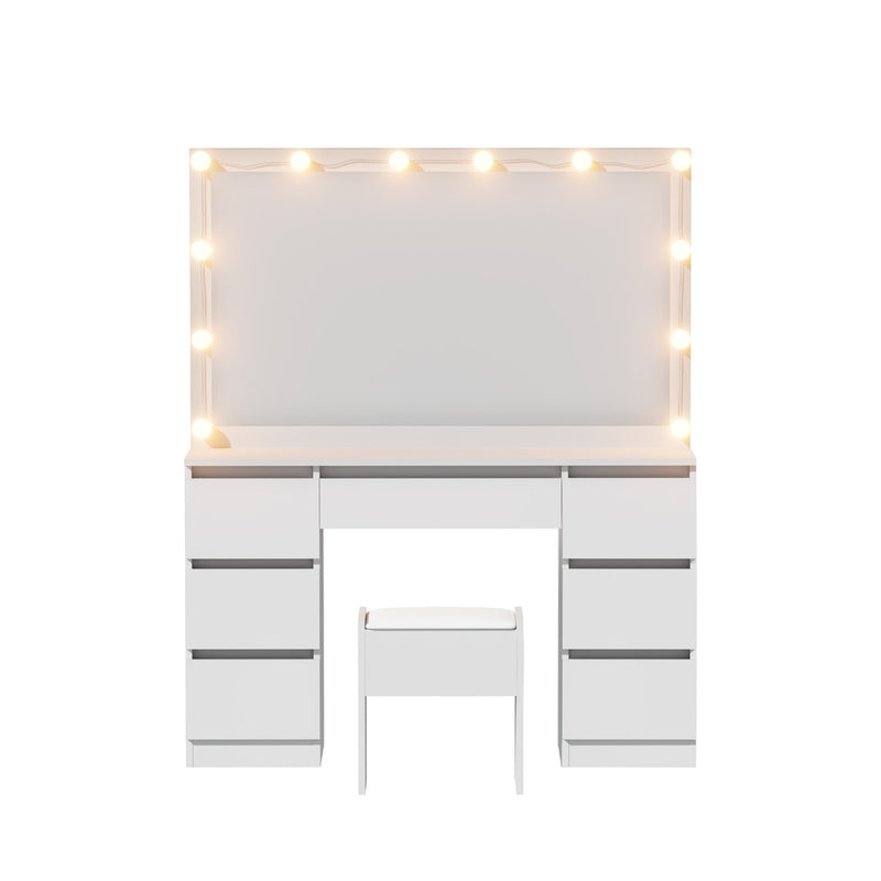 Artiss Dressing Table Vanity Desk Set Stool 12 Led Bulbs White