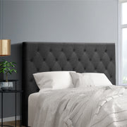 Faux Linen Bedhead Double Charcoal - CAPPI Button-Tufted Headboard - Lucendi Home