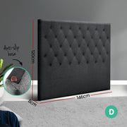 Faux Linen Bedhead Double Charcoal - CAPPI Button-Tufted Headboard - Lucendi Home