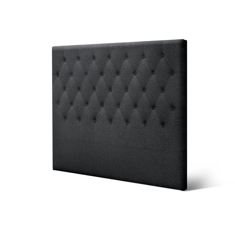 Faux Linen Bedhead Double Charcoal - CAPPI Button-Tufted Headboard - Lucendi Home