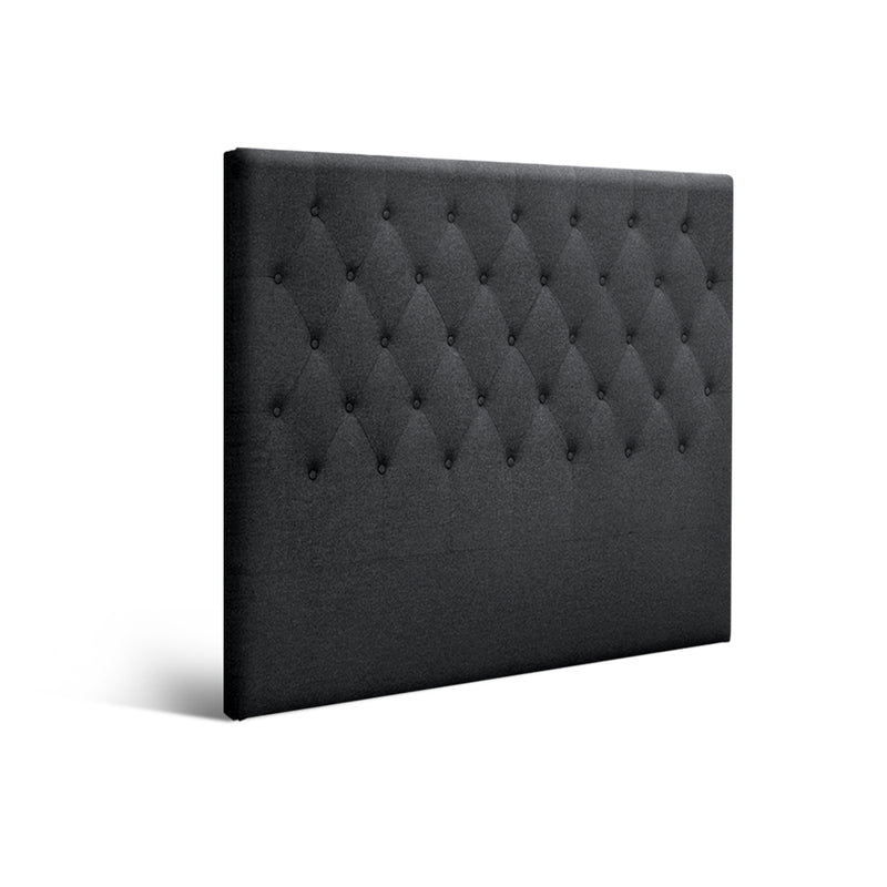 Faux Linen Bedhead Double Charcoal - CAPPI Button-Tufted Headboard - Lucendi Home