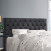Faux Linen Bedhead King Charcoal - CAPPI Button-Tufted Headboard - Lucendi Home
