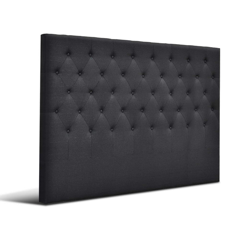 Faux Linen Bedhead King Charcoal - CAPPI Button-Tufted Headboard - Lucendi Home
