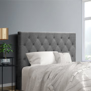 Faux Linen Bedhead King Single Grey - CAPPI Button-Tufted Headboard - Lucendi Home