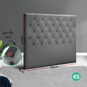 Faux Linen Bedhead King Single Grey - CAPPI Button-Tufted Headboard - Lucendi Home