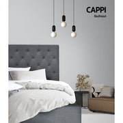 Faux Linen Bedhead King Single Grey - CAPPI Button-Tufted Headboard - Lucendi Home