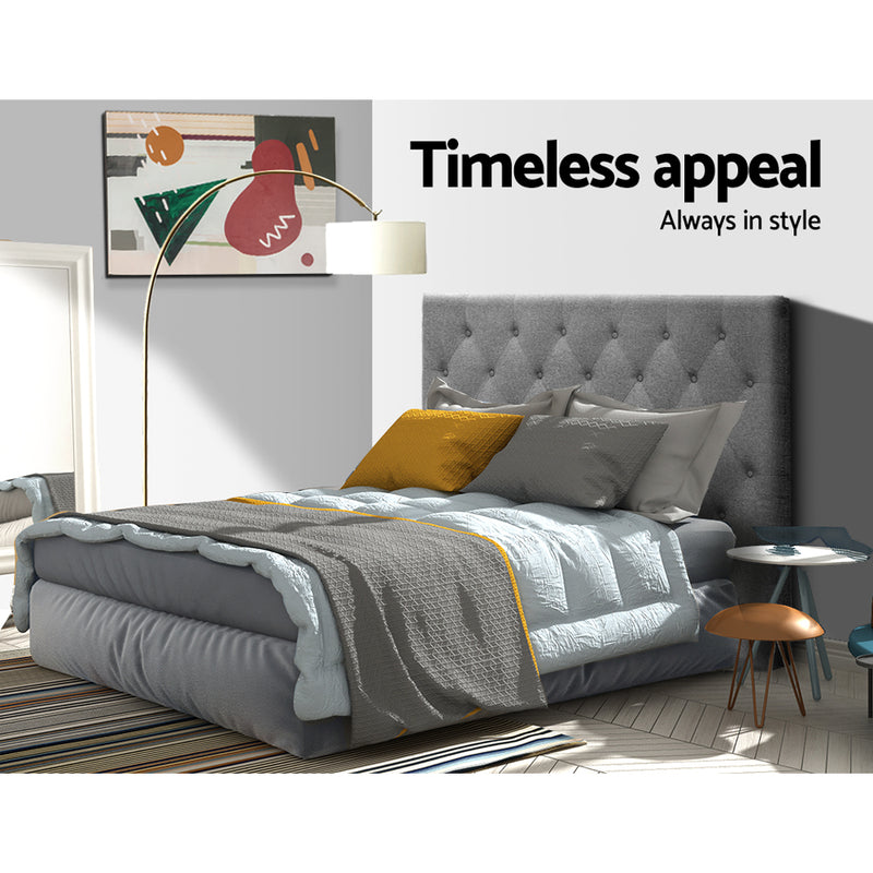 Faux Linen Bedhead King Single Grey - CAPPI Button-Tufted Headboard - Lucendi Home