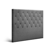Faux Linen Bedhead King Single Grey - CAPPI Button-Tufted Headboard - Lucendi Home