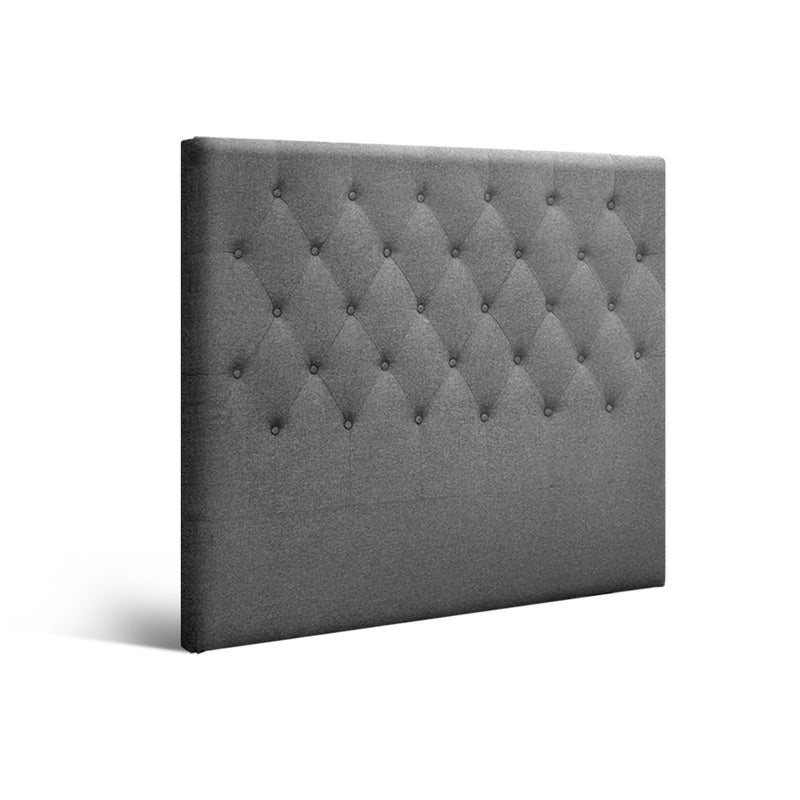 Faux Linen Bedhead King Single Grey - CAPPI Button-Tufted Headboard - Lucendi Home