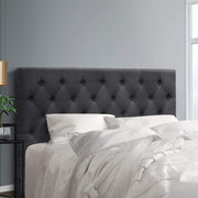 Faux Linen Bedhead Queen Charcoal - CAPPI Button-Tufted Headboard - Lucendi Home
