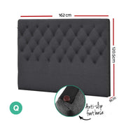 Faux Linen Bedhead Queen Charcoal - CAPPI Button-Tufted Headboard - Lucendi Home