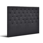 Faux Linen Bedhead Queen Charcoal - CAPPI Button-Tufted Headboard - Lucendi Home