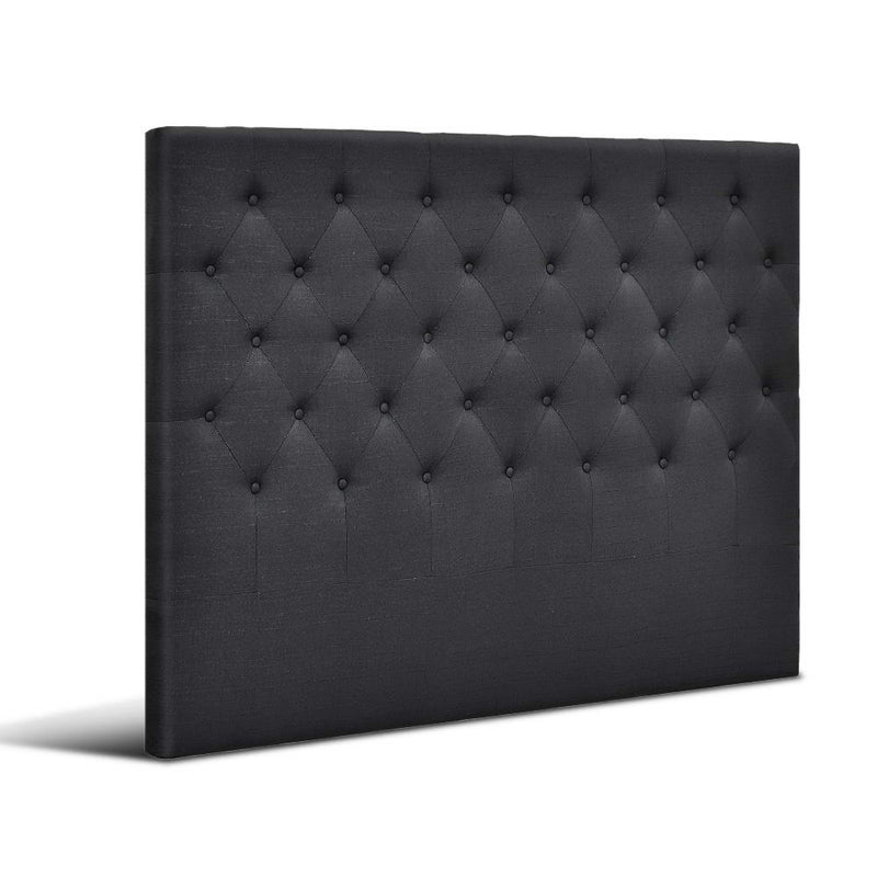 Faux Linen Bedhead Queen Charcoal - CAPPI Button-Tufted Headboard - Lucendi Home