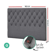 Faux Linen Bedhead Queen Grey - CAPPI Button-Tufted Headboard - Lucendi Home
