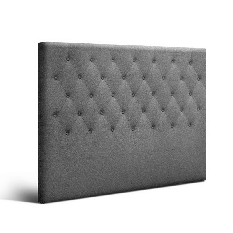 Faux Linen Bedhead Queen Grey - CAPPI Button-Tufted Headboard - Lucendi Home