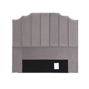 Grey Velvet Bedhead Double - Vela Art Deco Vertical Line Headboard - Lucendi Home