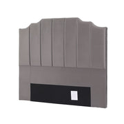 Grey Velvet Bedhead Double - Vela Art Deco Vertical Line Headboard - Lucendi Home