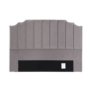 Grey Velvet Bedhead King - Vela Art Deco Vertical Line Headboard - Lucendi Home