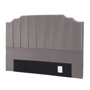 Grey Velvet Bedhead King - Vela Art Deco Vertical Line Headboard - Lucendi Home
