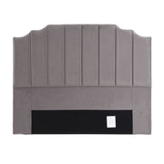 Grey Velvet Bedhead Queen - Vela Art Deco Vertical Line Headboard - Lucendi Home