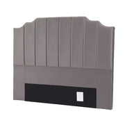 Grey Velvet Bedhead Queen - Vela Art Deco Vertical Line Headboard - Lucendi Home