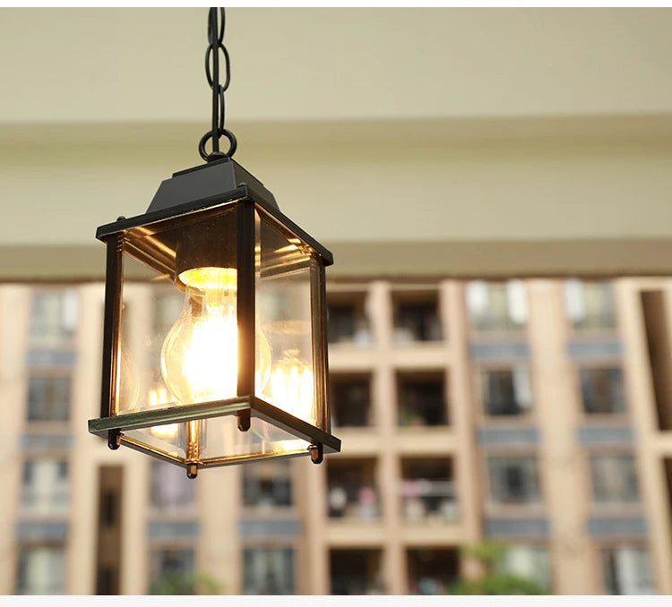 Black Pendant Light with Glass Shade – European Style