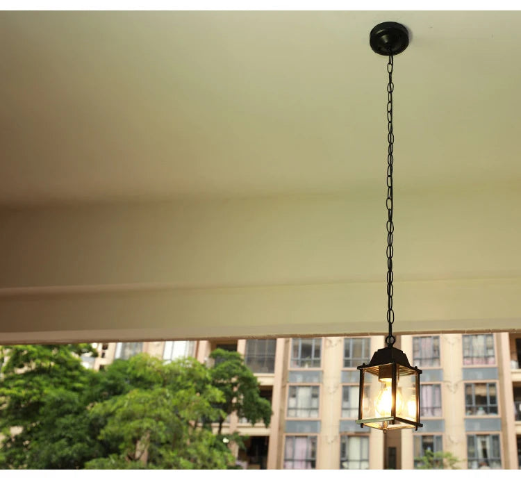 Black Pendant Light with Glass Shade – European Style