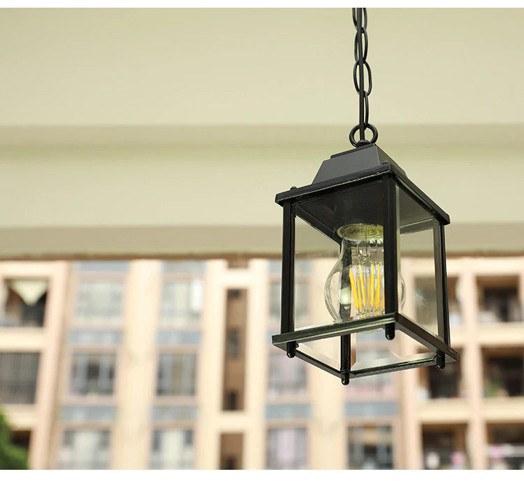 Black Pendant Light with Glass Shade – European Style
