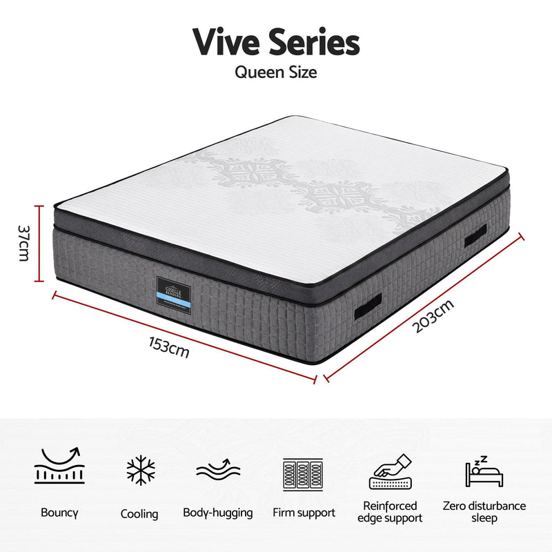 Giselle Bedding Queen Mattress 37cm 4-in-1 Adjustable Firmness Cooling Gel Memory Foam Dual-Zone Flippable for Couples