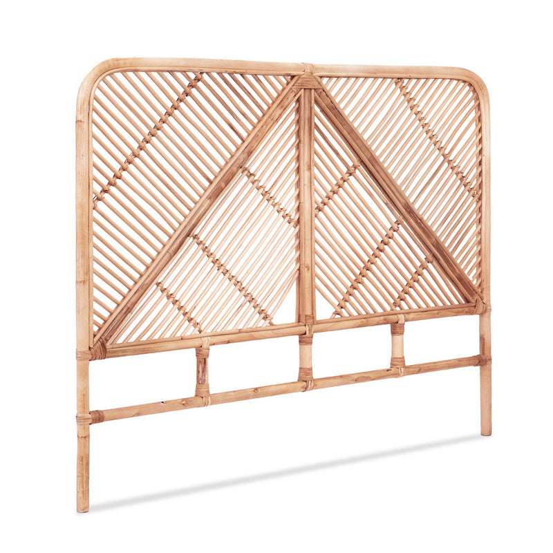 Rattan Bedhead Double Pine - FRED Low-Profile Boho Headboard - Lucendi Home