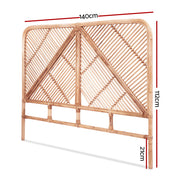 Rattan Bedhead Double Pine - FRED Low-Profile Boho Headboard - Lucendi Home