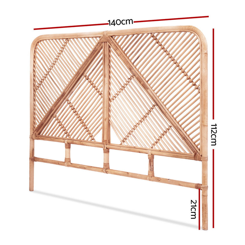 Rattan Bedhead Double Pine - FRED Low-Profile Boho Headboard - Lucendi Home