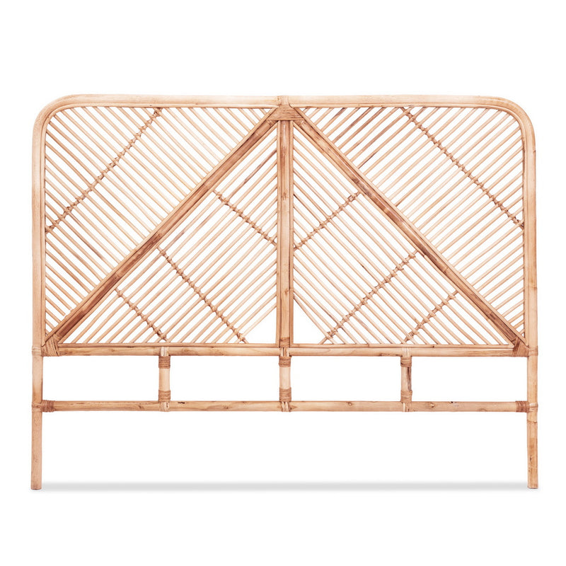Rattan Bedhead Double Pine - FRED Low-Profile Boho Headboard - Lucendi Home