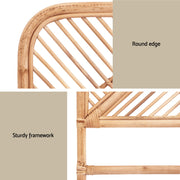 Rattan Bedhead Double Pine - FRED Low-Profile Boho Headboard - Lucendi Home