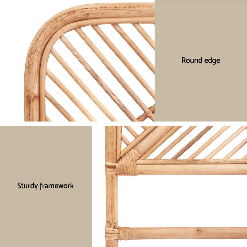 Rattan Bedhead Double Pine - FRED Low-Profile Boho Headboard - Lucendi Home