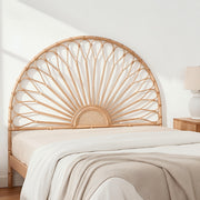 Rattan Bedhead Double Pine - MARI Tall Statement Boho Headboard - Lucendi Home