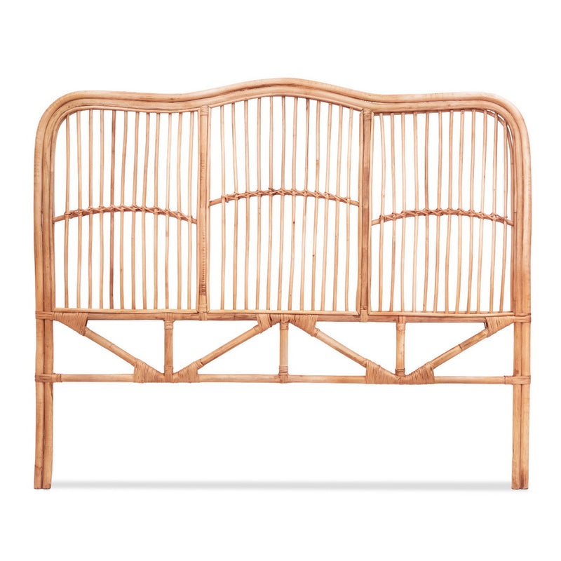 Rattan Bedhead Double Pine - NERO Round Edge Boho Headboard - Lucendi Home