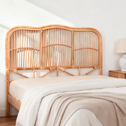 Rattan Bedhead Double Pine - NERO Round Edge Boho Headboard - Lucendi Home
