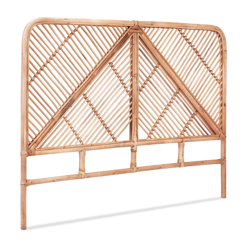 Rattan Bedhead Queen Pine - FRED Low-Profile Boho Headboard - Lucendi Home