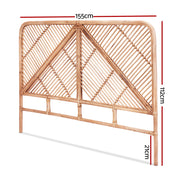 Rattan Bedhead Queen Pine - FRED Low-Profile Boho Headboard - Lucendi Home
