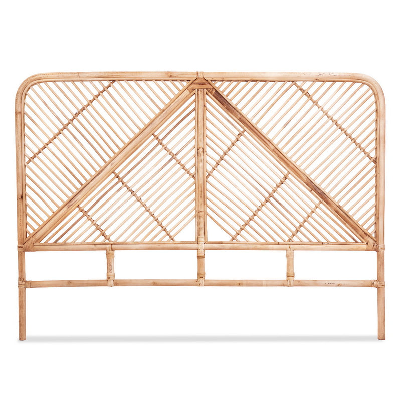 Rattan Bedhead Queen Pine - FRED Low-Profile Boho Headboard - Lucendi Home