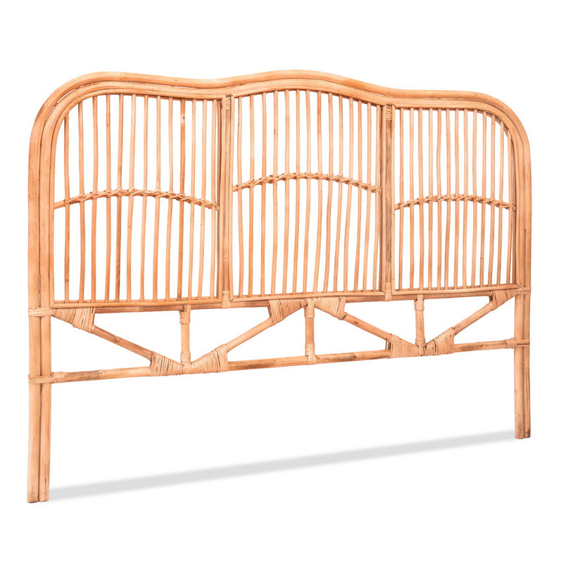 Rattan Bedhead Queen Pine - NERO Round Edge Boho Headboard - Lucendi Home