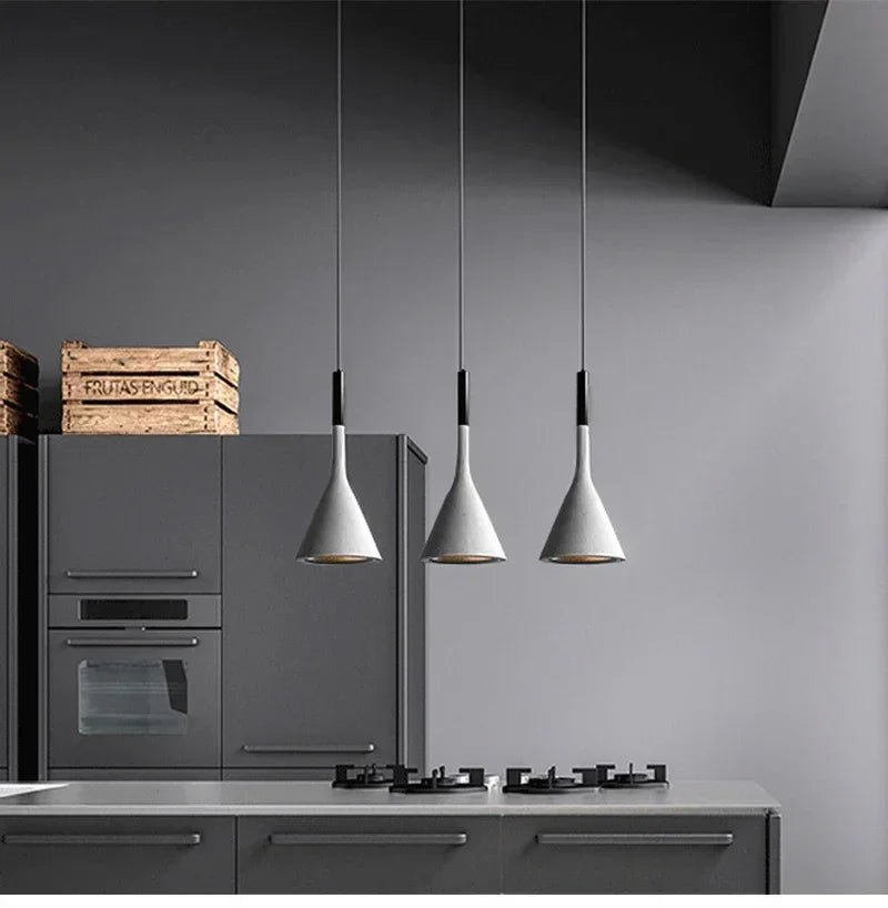 Nordic Minimalist Cone Pendant Light – Modern Slender Indoor Hanging Lamp