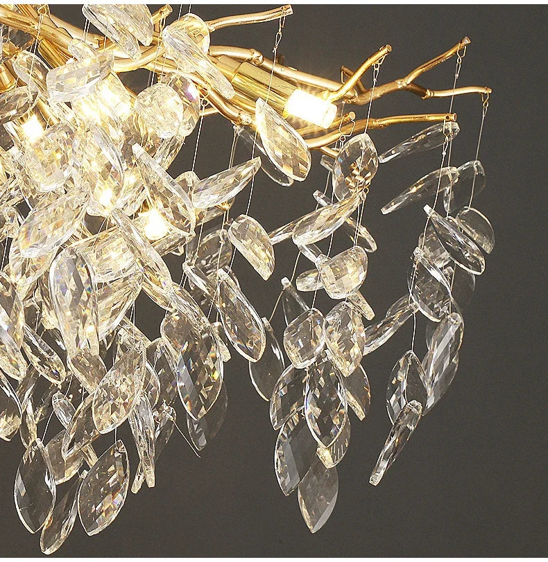 Stellar Crystal Starburst Chandelier – Modern Luxury Villa Semiflush Mount Light