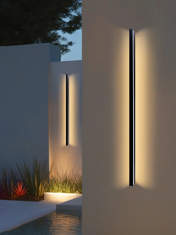 Linear Outdoor Wall Lamp – Modern Minimalist Architectural Exterior LED Sconce