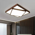Komorebi Layered Oak Ceiling Light – Modern Geometric Wood Flush Mount Lamp